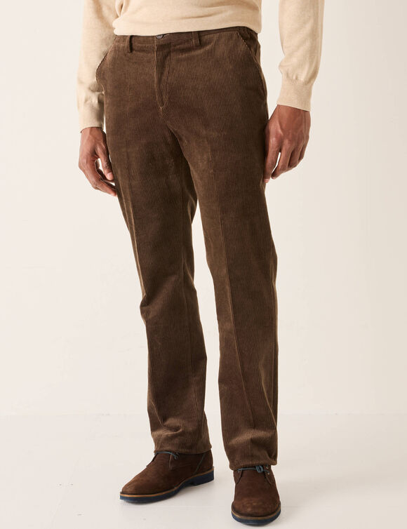 Pantalon ville velours c&ocirc;tel&eacute; &eacute;lastiqu&eacute; c&ocirc;t&eacute;s (ch&acirc;taigne)