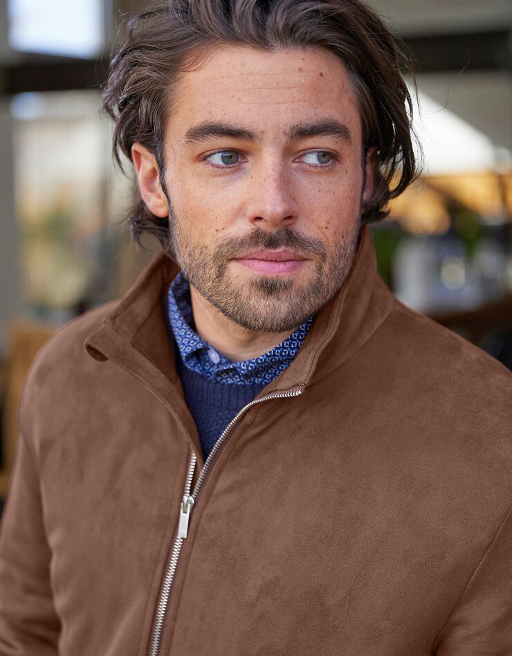 Blouson zippé toucher velours (marron) Blouson zippé toucher velours (marron)
