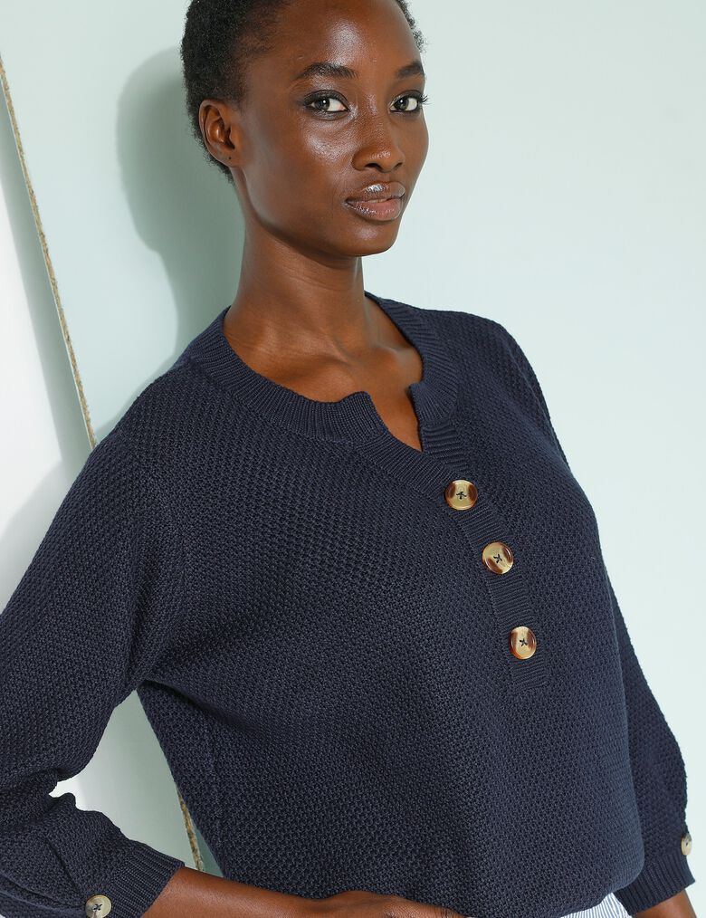 Onlsimoni 3 4 Pullover Knit Port Royale Detail Melange