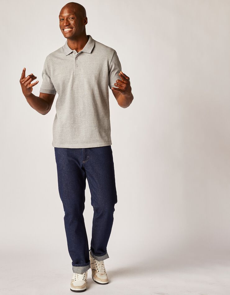 Polo uni maille piquée manches courtes (gris clair) Polo uni maille piquée manches courtes (gris clair)