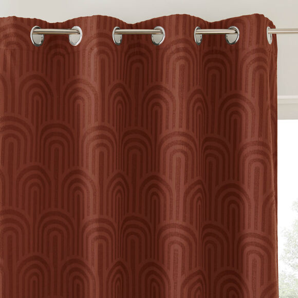Rideau jacquard thermique occultant, motif arches (terracotta)