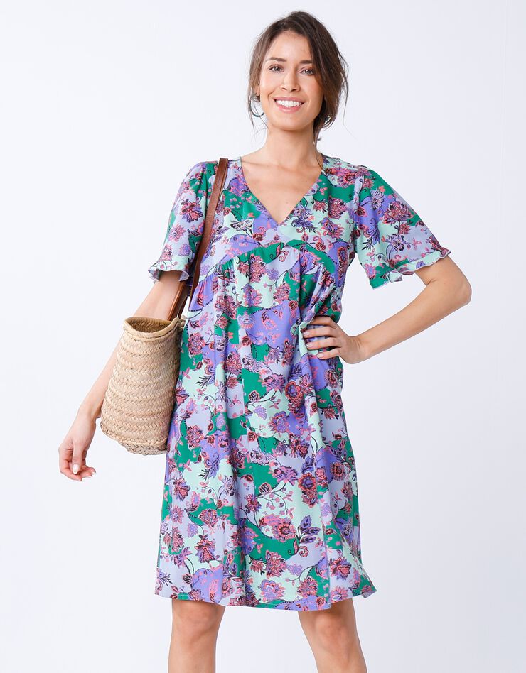 Robe housse imprimée (bleu / vert)
