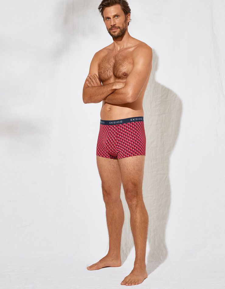Boxer fermé imprimé micromotifs - lot de 3 (rouge / gris) Boxer fermé imprimé micromotifs - lot de 3 (rouge / gris)