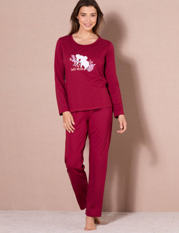 Pyjama manches longues motif "koala" (cerise)