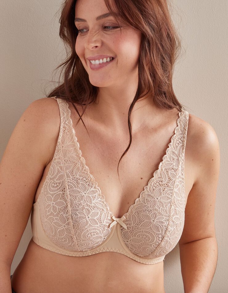 Soutien-gorge forme foulard dentelle écailles - avec armatures (peau) Soutien-gorge forme foulard dentelle écailles - avec armatures (peau)