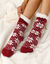 Chaussettes maille chenille fourrées antidérapantes  (bordeaux)