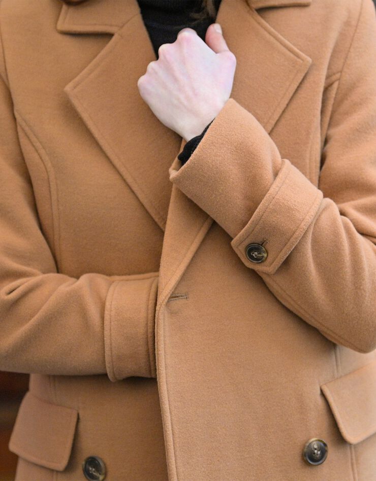 Manteau caban drap de laine (caramel)