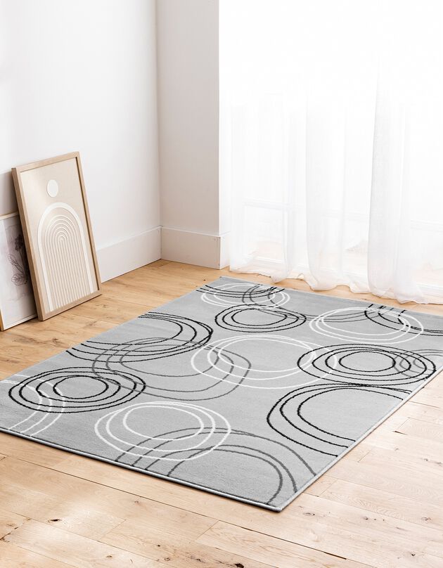 Tapis motifs cercles (gris)