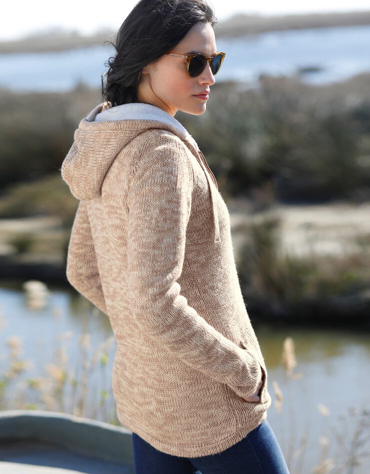 Gilet zippé fourré maille moulinée (beige chiné) Gilet zippé fourré maille moulinée (beige chiné)