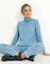 Pull col roulé (bleu grisé)