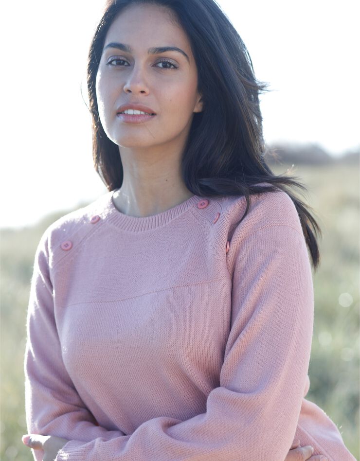 Pull marinière manches longues uni (bois de rose)