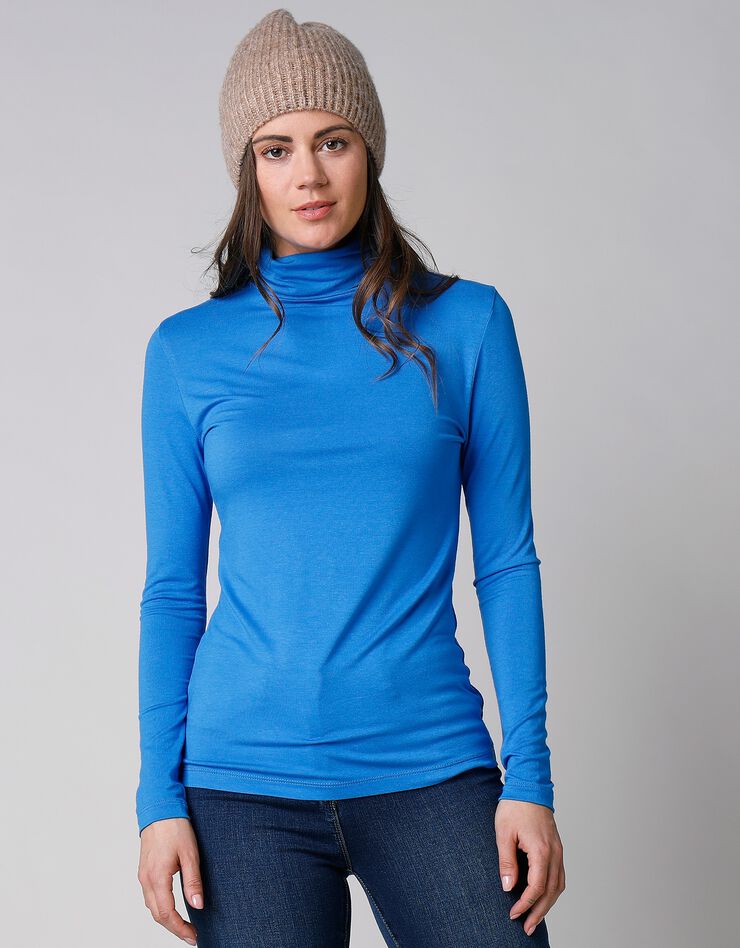 Sous-pull uni col roulé viscose stretch (bleu dur) Sous-pull uni col roulé viscose stretch (bleu dur)