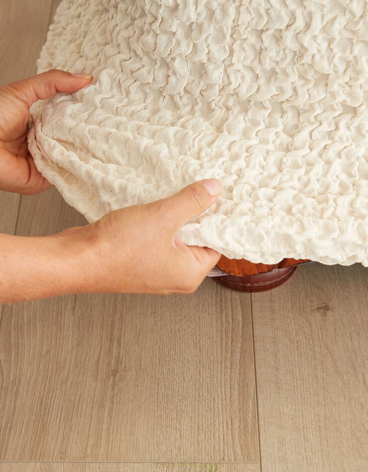 Housse gaufrée bi-extensible canapé fauteuil accoudoirs (naturel)