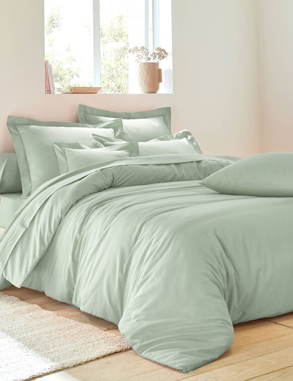 Linge de lit uni - polyester-coton 57 fils/cm&sup2; (vert amande)