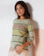 T-shirt marinière rayé manches 3/4 (kaki / multicolore)