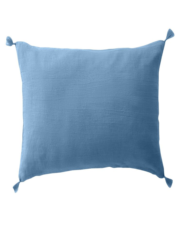 Housse de coussin unie 100% lin lavé - lot de 2 (bleu) Housse de coussin unie 100% lin lavé - lot de 2 (bleu)