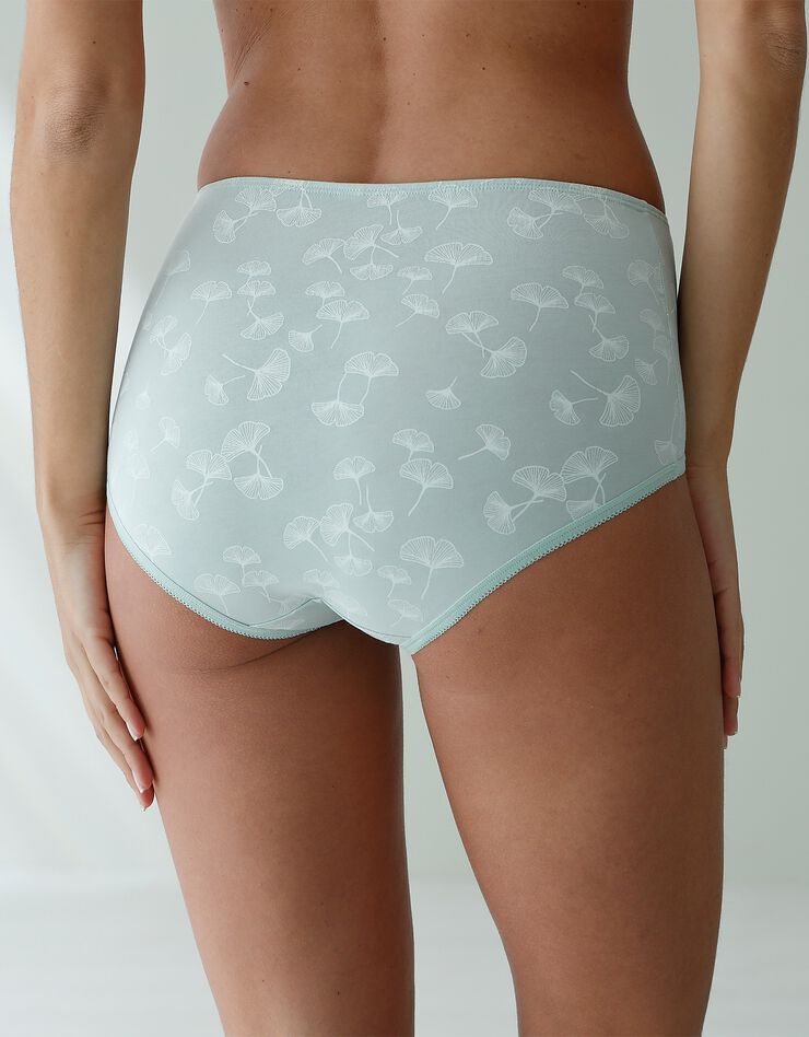 Culotte coton maxi imprimée "ginkgo" - lot de 6 (tilleul / marine) Culotte coton maxi imprimée "ginkgo" - lot de 6 (tilleul / marine)
