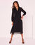 Robe unie mi longue, voile plissé (noir)