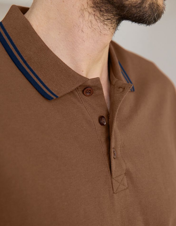 Polo uni maille piquée manches courtes (cuivre)