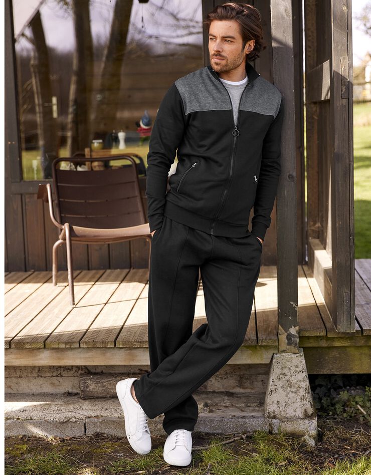 Pantalon loisirs molleton, bas droits (noir) Pantalon loisirs molleton, bas droits (noir)
