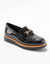 Mocassins &agrave; mors semelle compens&eacute;e - effet croco verni  (noir)