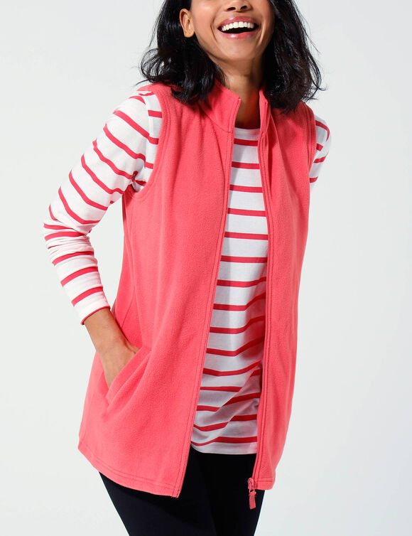 Veste zipp&eacute;e maille polaire, sans manches (corail fonc&eacute;)