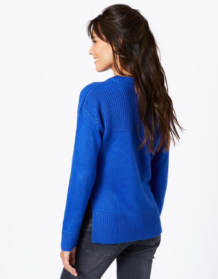Pull col rond maille anglaise et jersey (bleu dur) Pull col rond maille anglaise et jersey (bleu dur)
