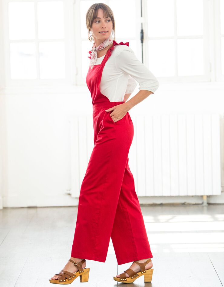 Salopette bretelles volantées (rouge)