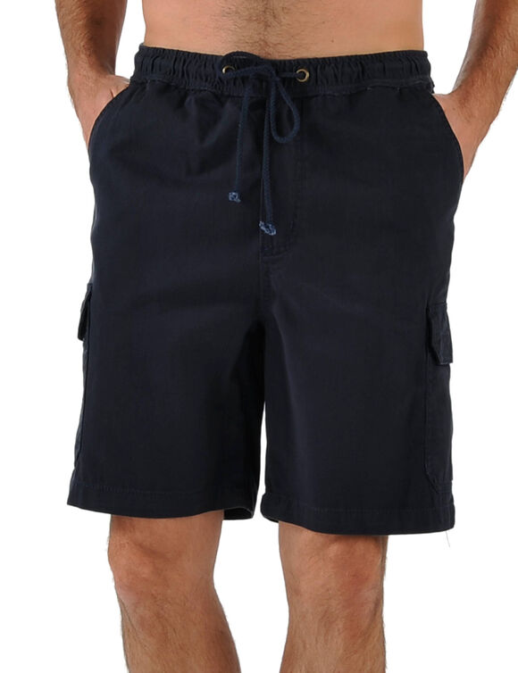 Bermuda cargo gabardine élastiqué (marine)