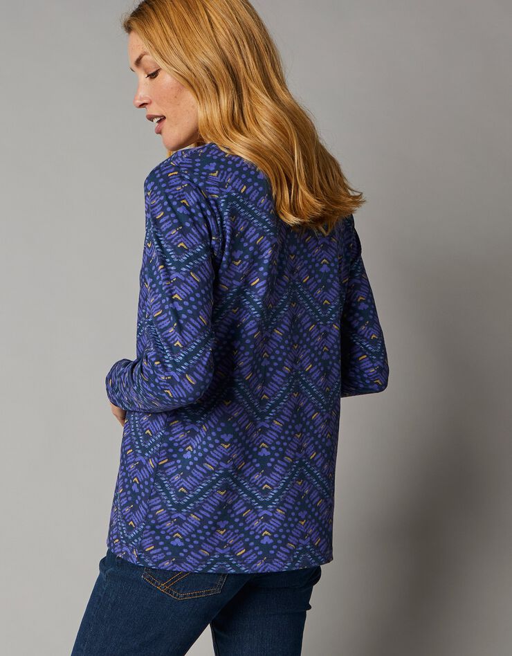 Tee-shirt col V imprimé zigzag (marine) Tee-shirt col V imprimé zigzag (marine)