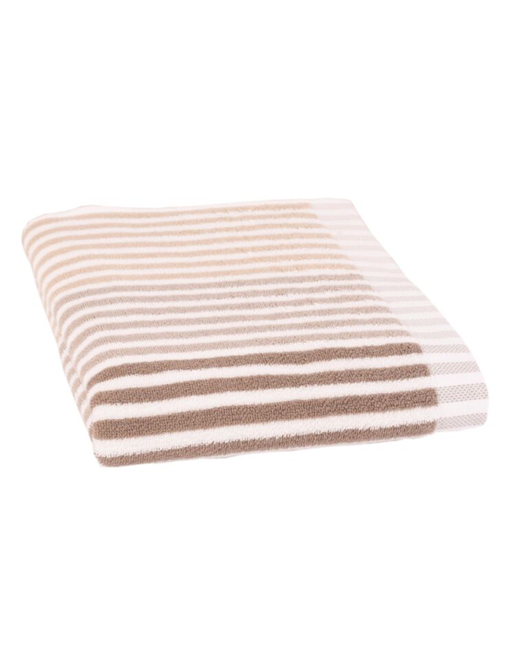 Serviette éponge coton rayure camaïeu - 500g/m² (sable)