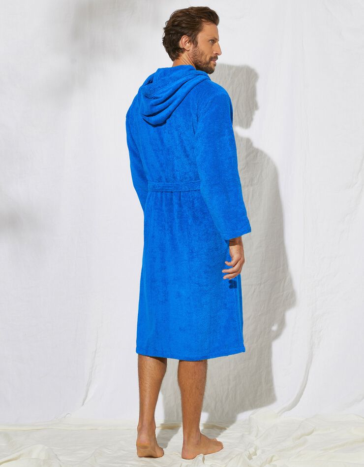 Peignoir mixte adulte col capuche éponge bouclette (bleu dur) Peignoir mixte adulte col capuche éponge bouclette (bleu dur)