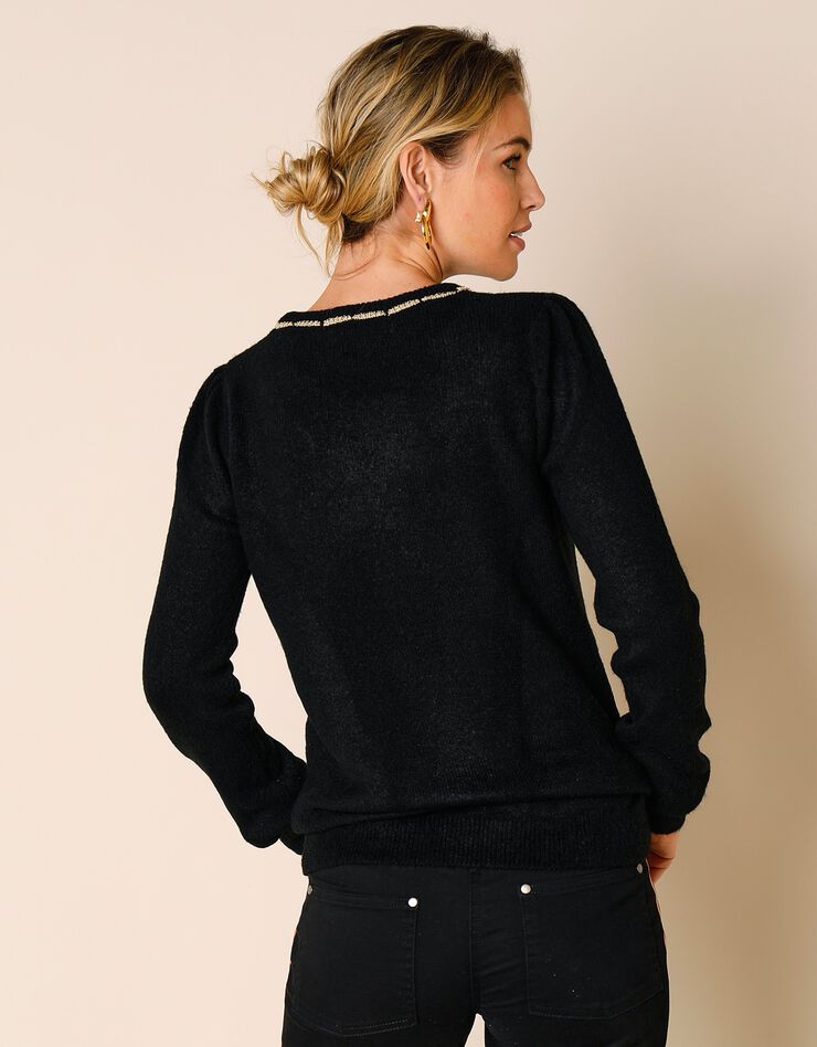 Pull brodé sequins dorés (noir / cuivre) Pull brodé sequins dorés (noir / cuivre)