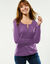Cardigan boutonné col rond uni (parme)