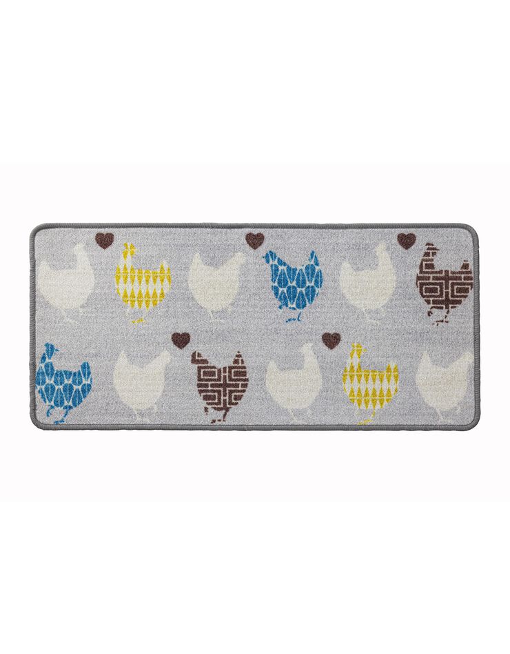 Tapis cuisine motif poules et coeurs (multicolore) Tapis cuisine motif poules et coeurs (multicolore)