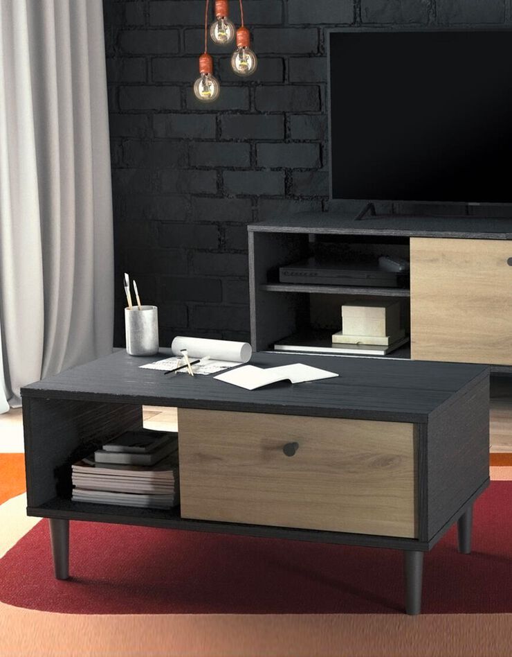 Table de chevet HAMFIELD 1 niche – 1 tiroir (noir)