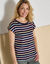 T-shirt rayé détail boutonné maille jersey (marine / multicolore)