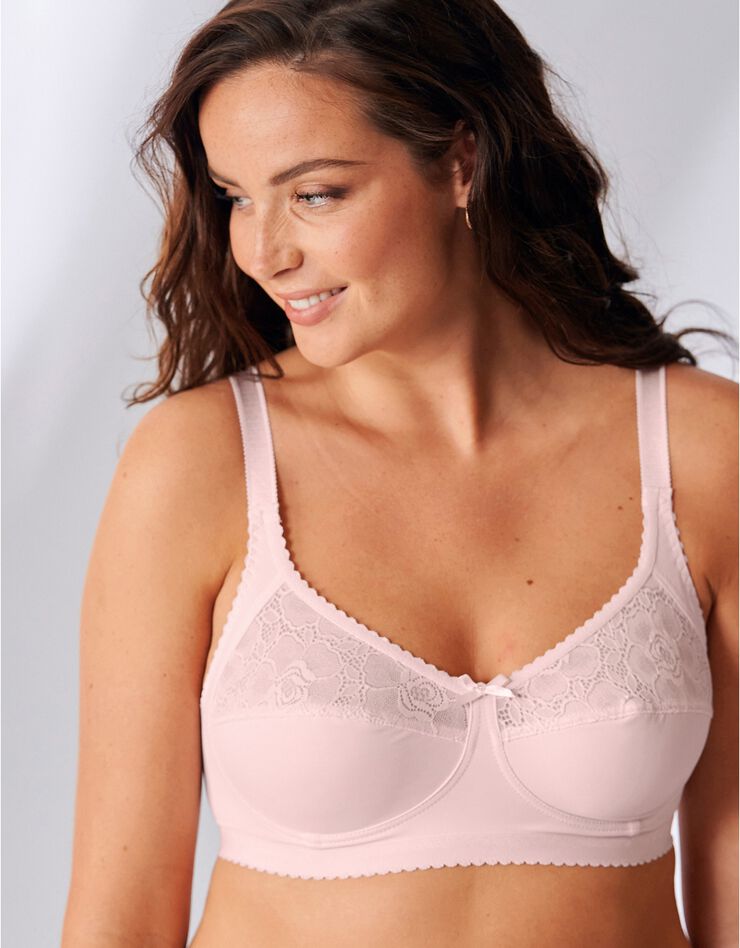 Soutien-gorge dentelle et microfibre sans armatures (poudre) Soutien-gorge dentelle et microfibre sans armatures (poudre)