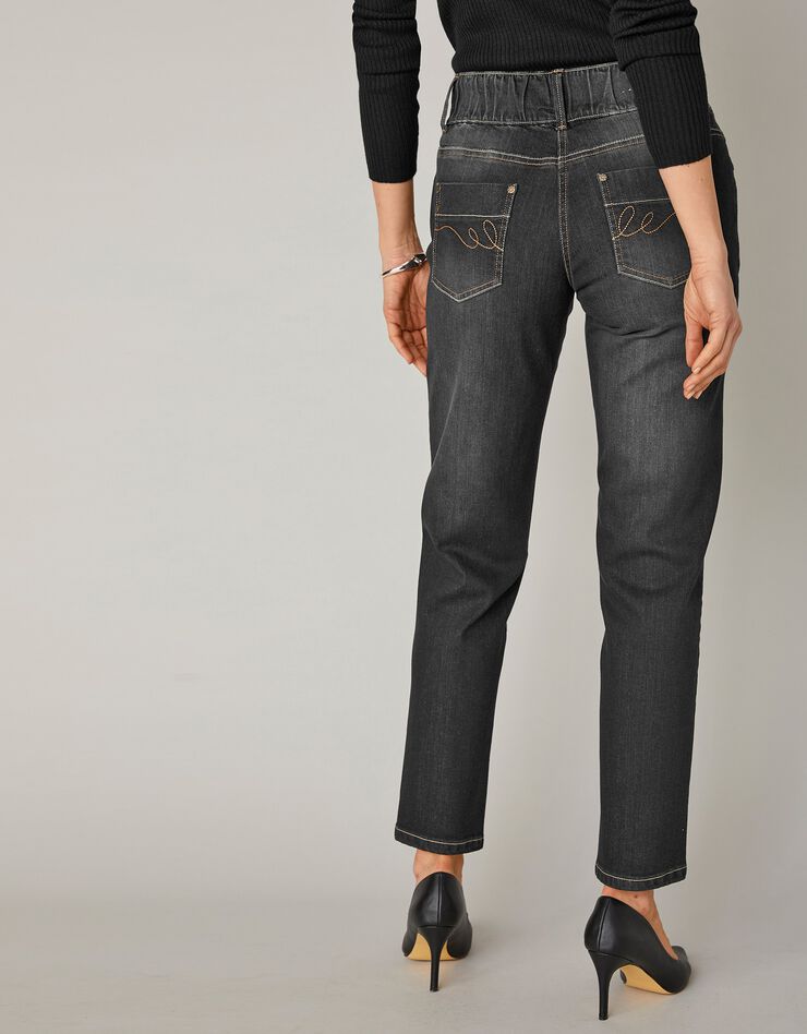 Jean mom taille élastiquée stretch (black)
