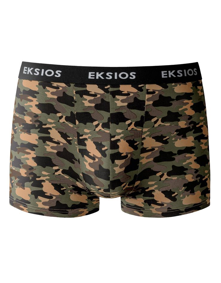 Boxer fermé élastiqué imprimé "camouflage" - lot de 4 (kaki / gris) Boxer fermé élastiqué imprimé "camouflage" - lot de 4 (kaki / gris)