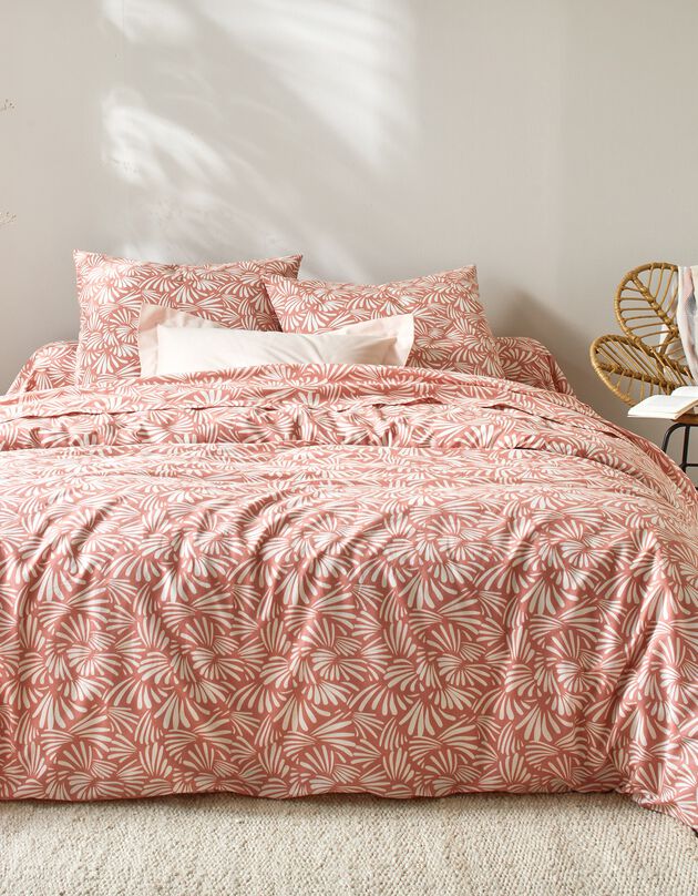 Linge de lit Vick en coton imprimé graphique (rose)