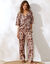 Pantalon large fluide imprimé (chocolat / beige)