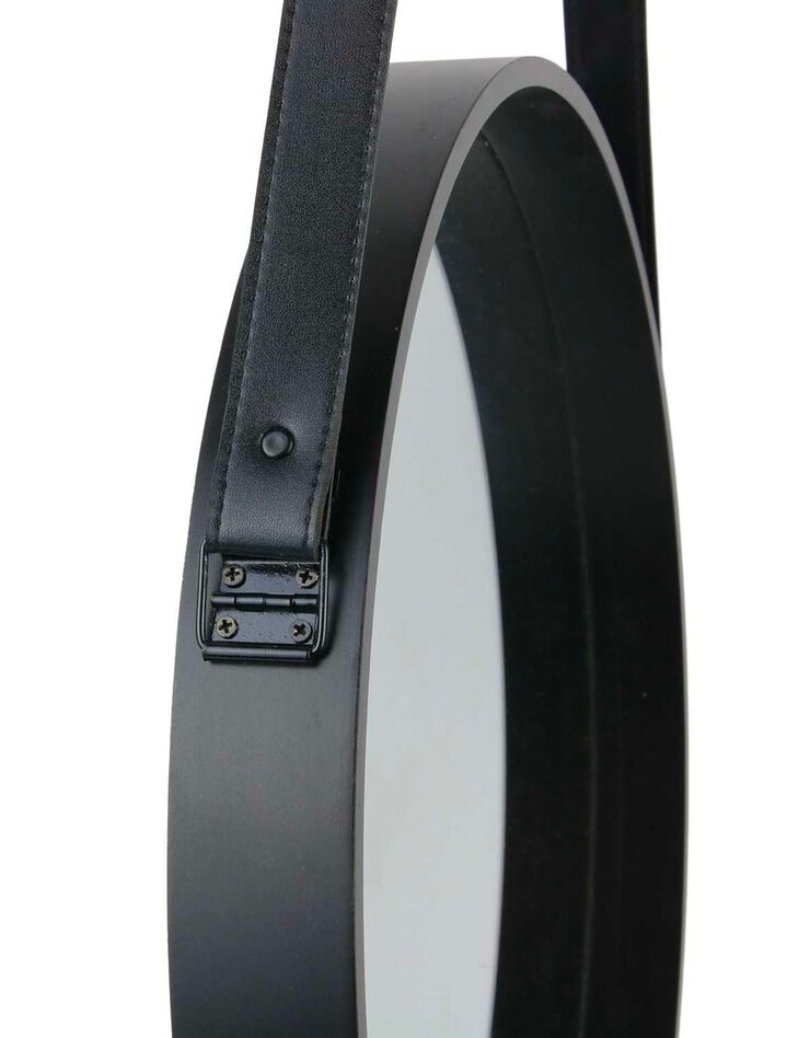 Miroir mural rond type barbier avec anse (noir)