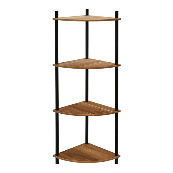 Etagère d'angle 4 niveaux en bois (marron/noir)
