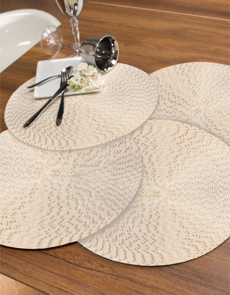 Set de table rond design métallisé - Lot de 4 (écru)