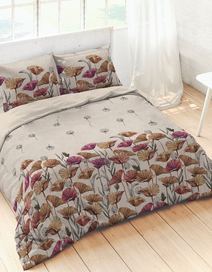 Linge de lit Messina imprimé floral - coton (beige / rose)