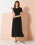 Robe longueur midi droite, maille fluide unie (noir)