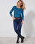 T-shirt col tunisien manches longues (bleu prusse)