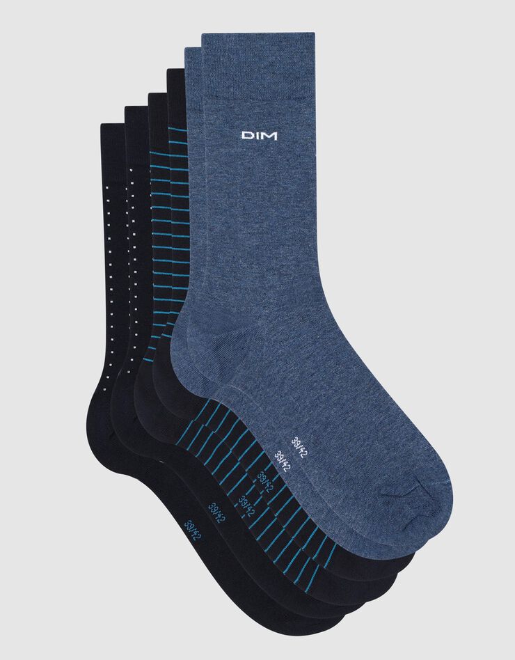 Mi-chaussettes "Coton Style" - lot de 3 paires (bleu + marine)