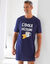 Maxi T-shirt pyjama imprimé "L'idole déjeune" (marine)